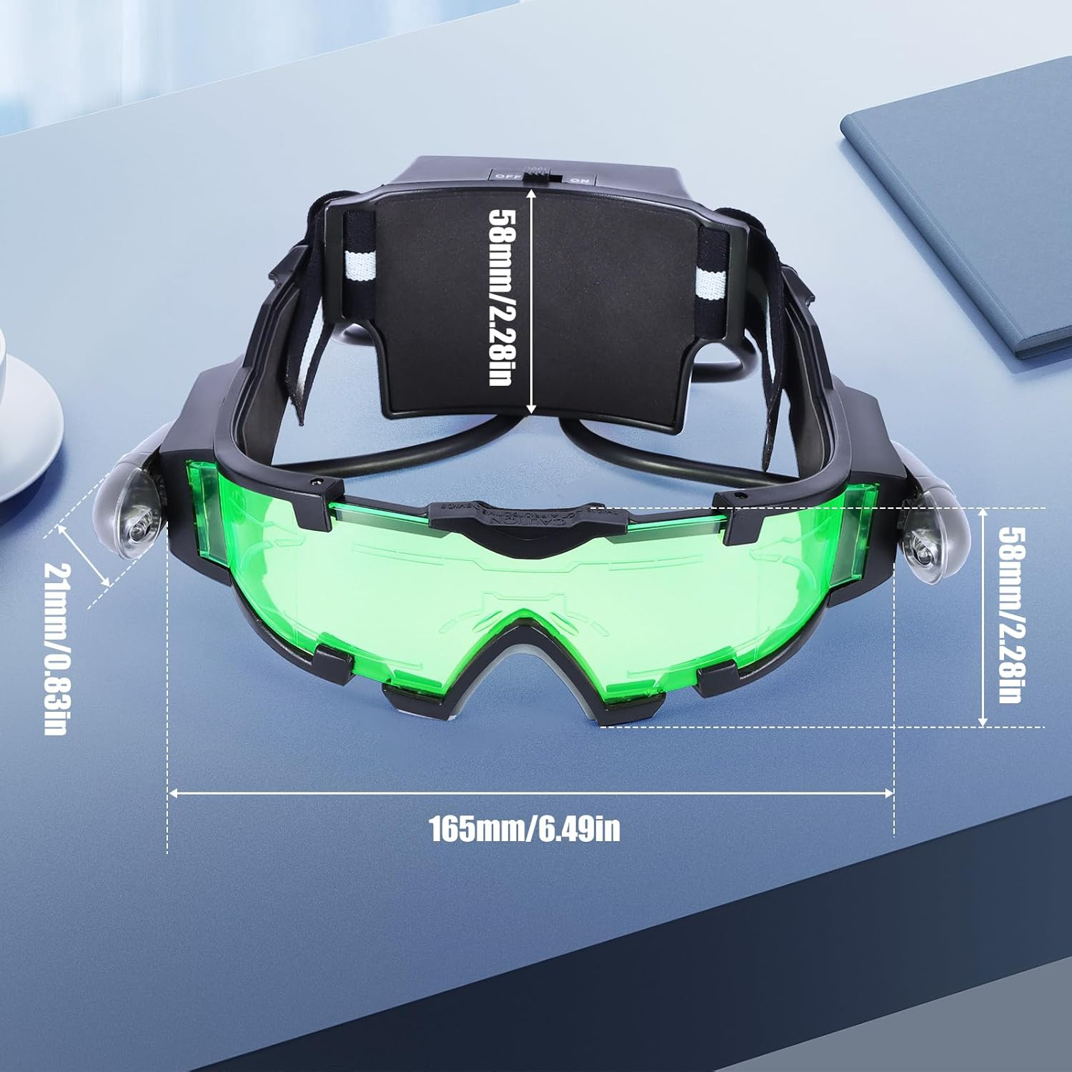 ALLOMN Spy Night Vision Goggles with Flip-Out, Adjustable Kids LED Night Green Lens Glasses for Hunting Racing Bicycling, Skying to Protect Eyes image number 1
