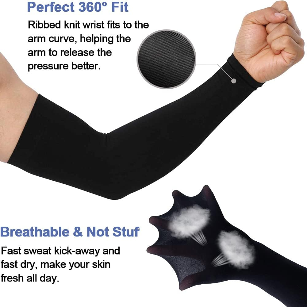 UV Protection Cooling Arm Sleeves for Women Men Youth, Beister 6/3 Pairs Long Sunblock Protective Arm Cover for Golf, Basketball, Cycling, Covering Tattoos image number 3