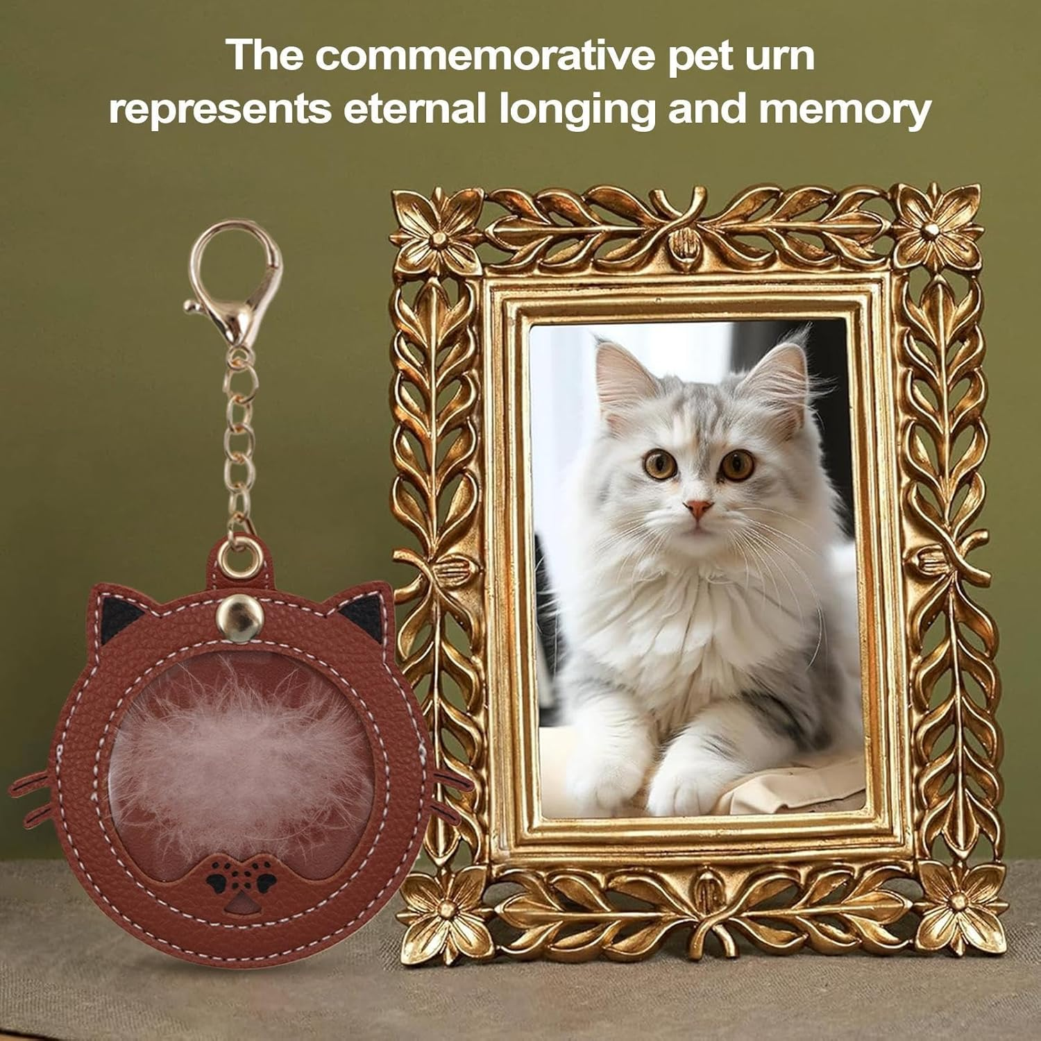 Gcerfby Pet Hair Storage Keychain, Cute Design, 9.2X8X0.5Cm, Kitten Face Shaped Dog Hair Storage Keychain, Creative Cute Keyring and Key Holder, Decorative for Backpack, Purse, Wallet