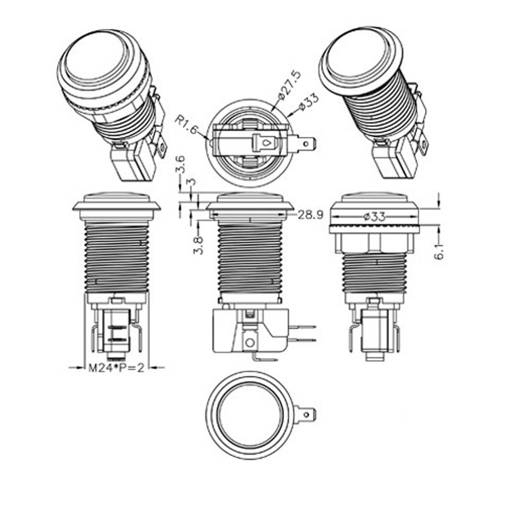 EG STARTS 10X New 12V LED Lit Arcade Push Buttons with Micro Switch for Jamma Mame Games Parts Multicade Choice of 5 Colour