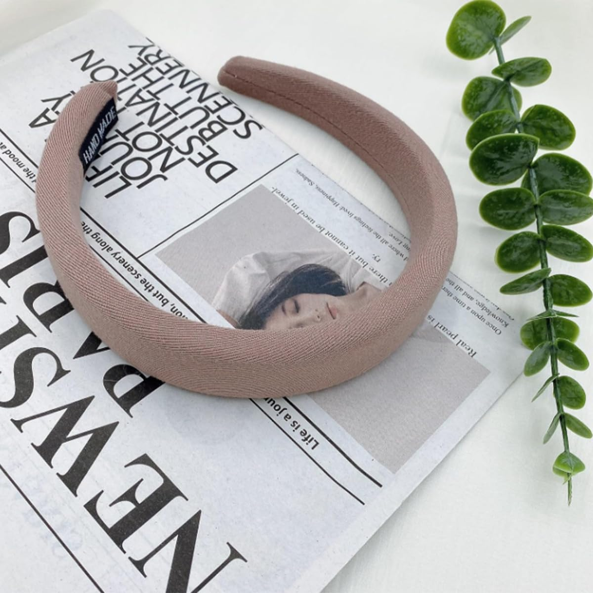 3 Pcs Wide Headbands, Women Soft Sponge Padded Non-Slip Headbands for Women Hairbands Hair Accessories(Black Brown Khaki) image number 5