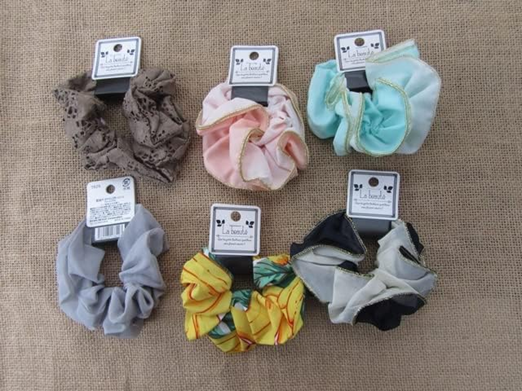 12Pcs Peony Elastic Scrunchies Hair Elastic Mixed image number 1