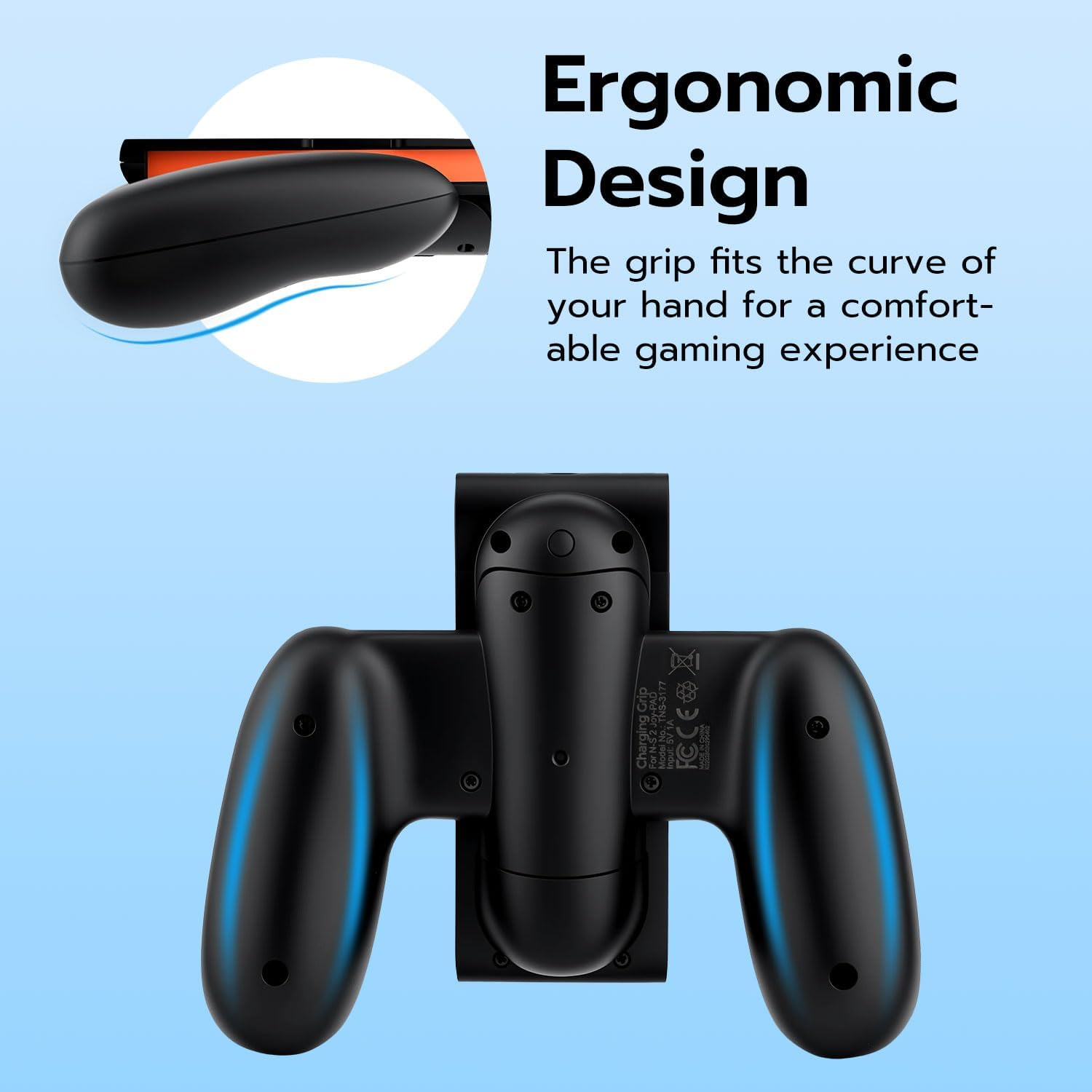 Mcbazel Charging Grip Compatible with Nintendo Switch 2 Joy Cons, Play While Charging, Portable Controller Charger Grip for Switch 2 Joy Con, Black image number 3
