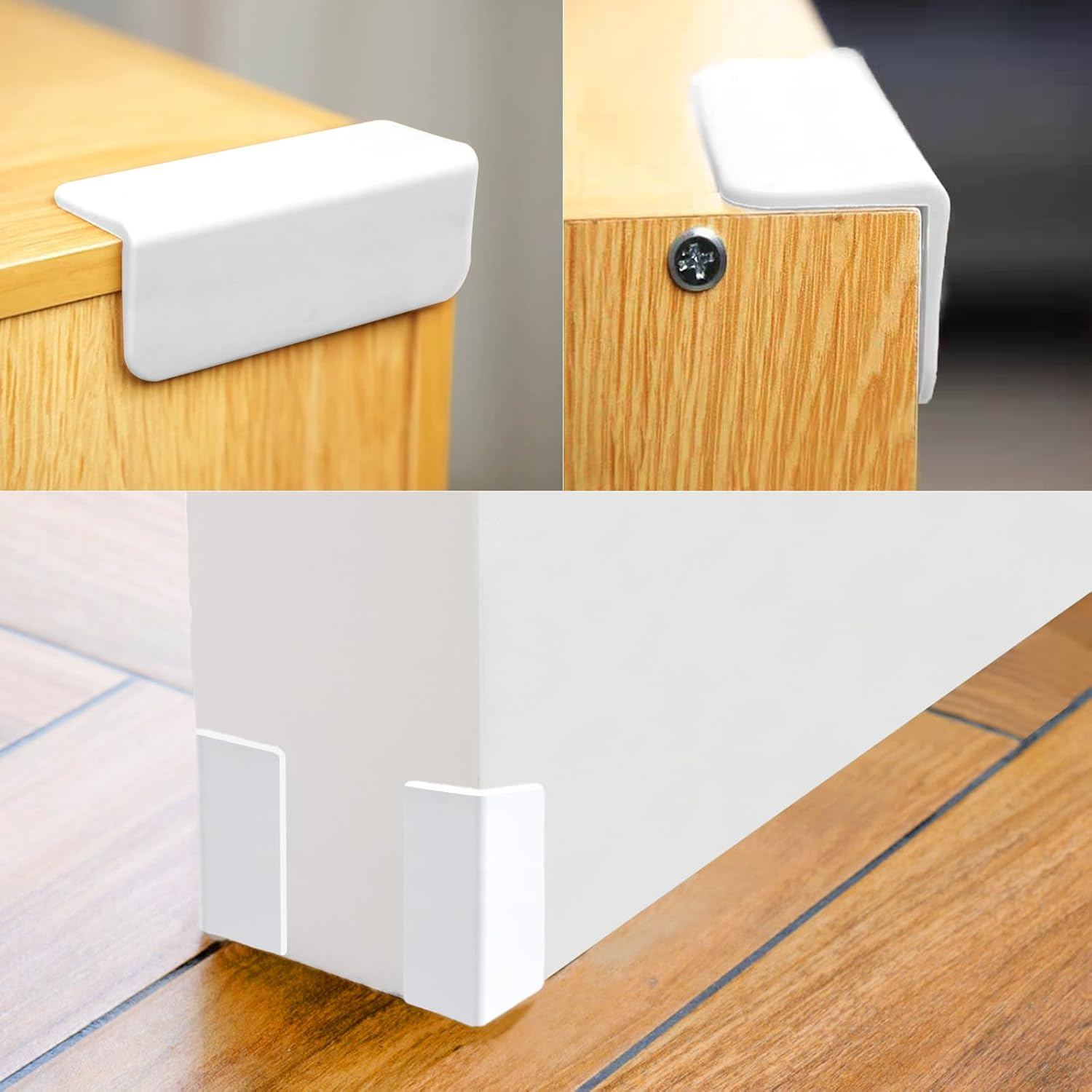 Baseboard Corner Protectors,Thickened Rubber Self Adhesive Corners Blocks Guards Trim for Baby Proofing Edge Furniture,White,4Pcs image number 6
