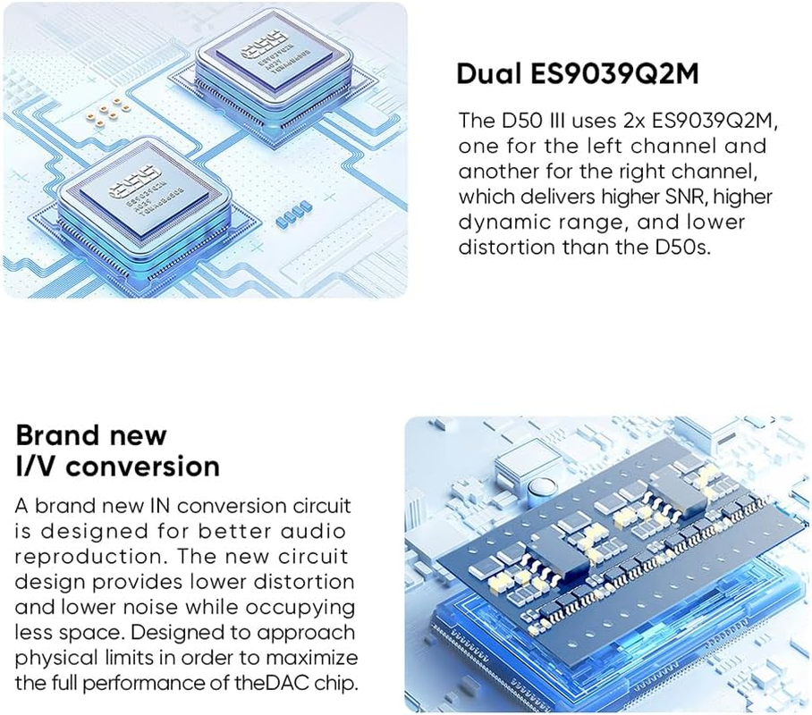 Topping D50 III 2*ES9039Q2M DAC, Usb/Bt5.1/Optical/Coaxial to RCA/TRS Audio DAC, Type-C Bluetooth 5.1 SPDIF Input Digital-Analog Converter, Hi-Res Audio DAC, Home Audio DAC with 12V Trigger (Silver) image number 2
