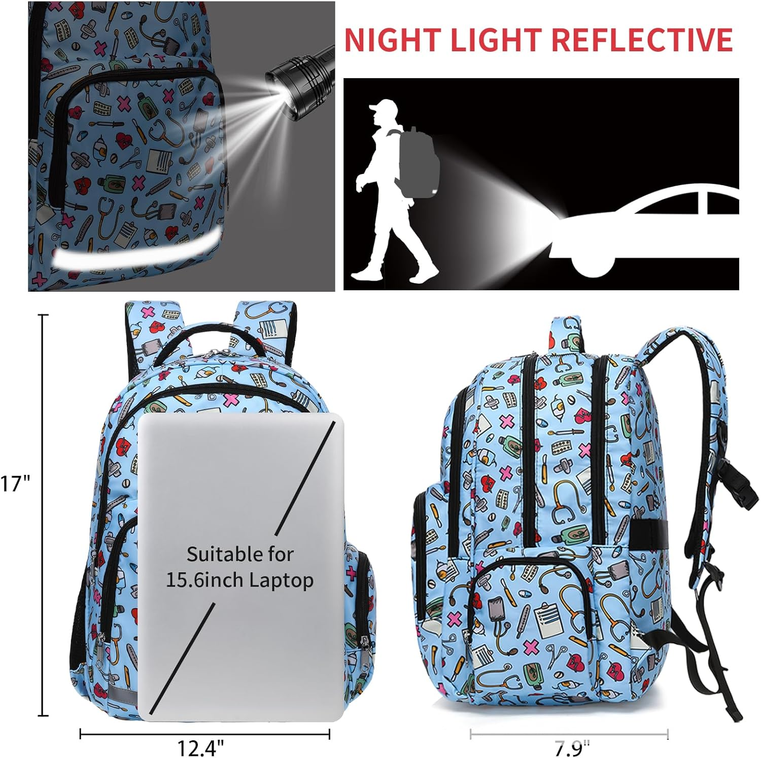 Gatycallaty Nurse Backpack for Women Girls Laptop Work Bag College Nursing Assistant Cna Cma Hospital Commuter Essentials image number 6