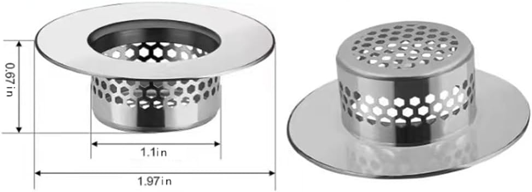 Bathroom Sink Strainer (2 Pack), Bathtub Drain Cover Lavatory Sink Drain Strainer Hair Catcher for Laundry Utility RV Sink, Stainless Steel Drain Filter. Fit Hole Size from 1.25" to 1.60" image number 1