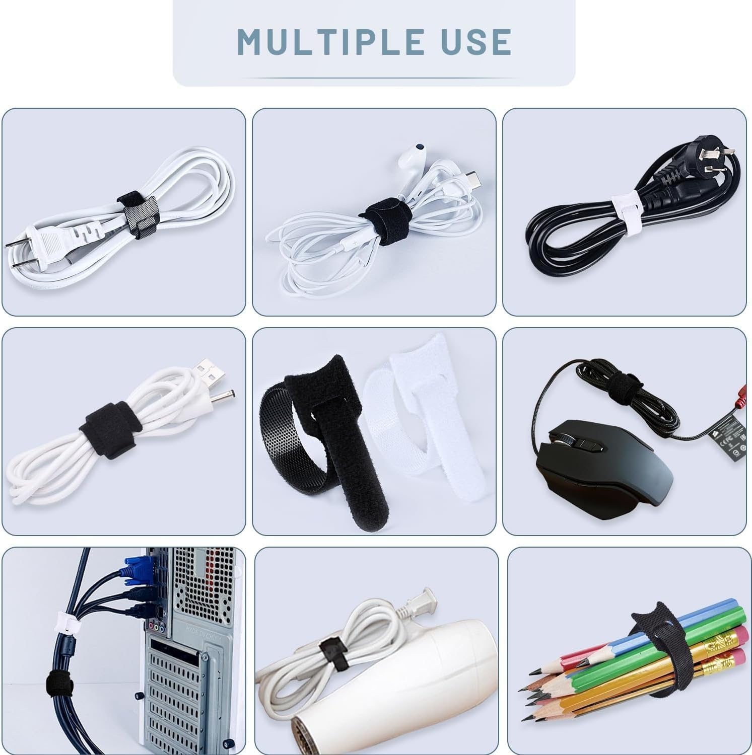 Limcryspp 6-Inch 30Pcs Reusable Cable Ties, Premium Quality Cable Management Straps for Electrical Cable & Wire Organizer (Black) - Black image number 6