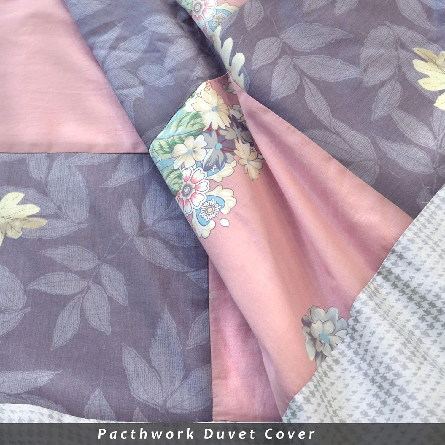 Essina King Quilt Cover Set 3Pc Patchwork Collection,100% Cotton 620 Thread Count, Patchwork Duvet Cover, Maridian image number 7