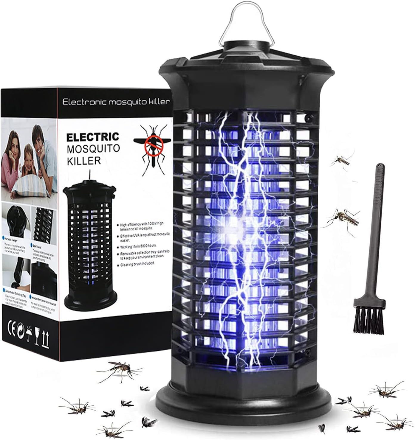 4200V Electric Mosquito Zapper, Yakiter Mosquito Killer, Waterproof Fly Zapper Bug Zapper, Mosquito Zapper Standing or Hanging Outdoor/Indoor, Mosquito Killer for Home, Insect Fly Zapper (Black) image number 3