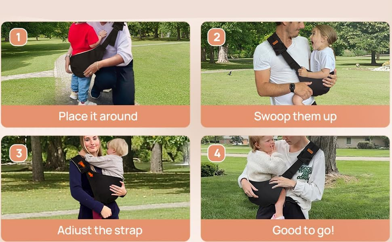 Baby Sling Carrier,Hoidokly Toddler Carrier Baby Sling Portable Adjustable Seat Carriers Shoulder Straps Mom Cozy Baby Carrier for Newborn Infant Toddler (Black) image number 5