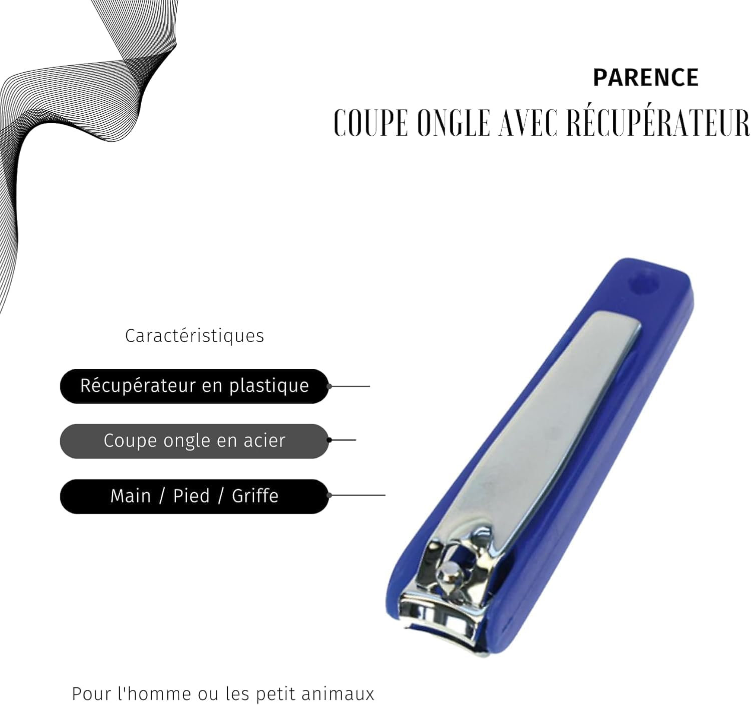Parence - Robust Nail Clippers with Retriever/Manicure Pedicure Accessories for Men and Women and Boys - Stainless Steel Nail Clippers, Plastic Recovery image number 1