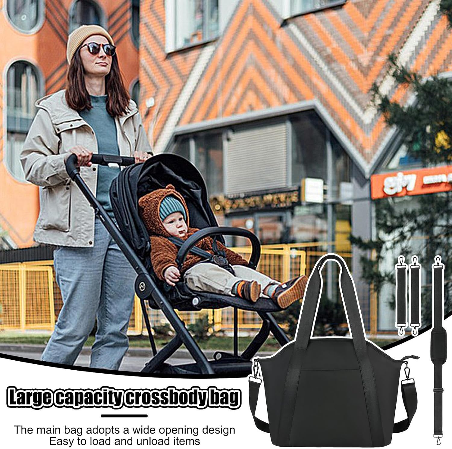 Stroller Caddy Organizer - Waterproof Stroller Diaper Bag, Large Capacity Baby Bag | Travel Diaper Bag with Milk Bottle Holder, Pocket image number 4