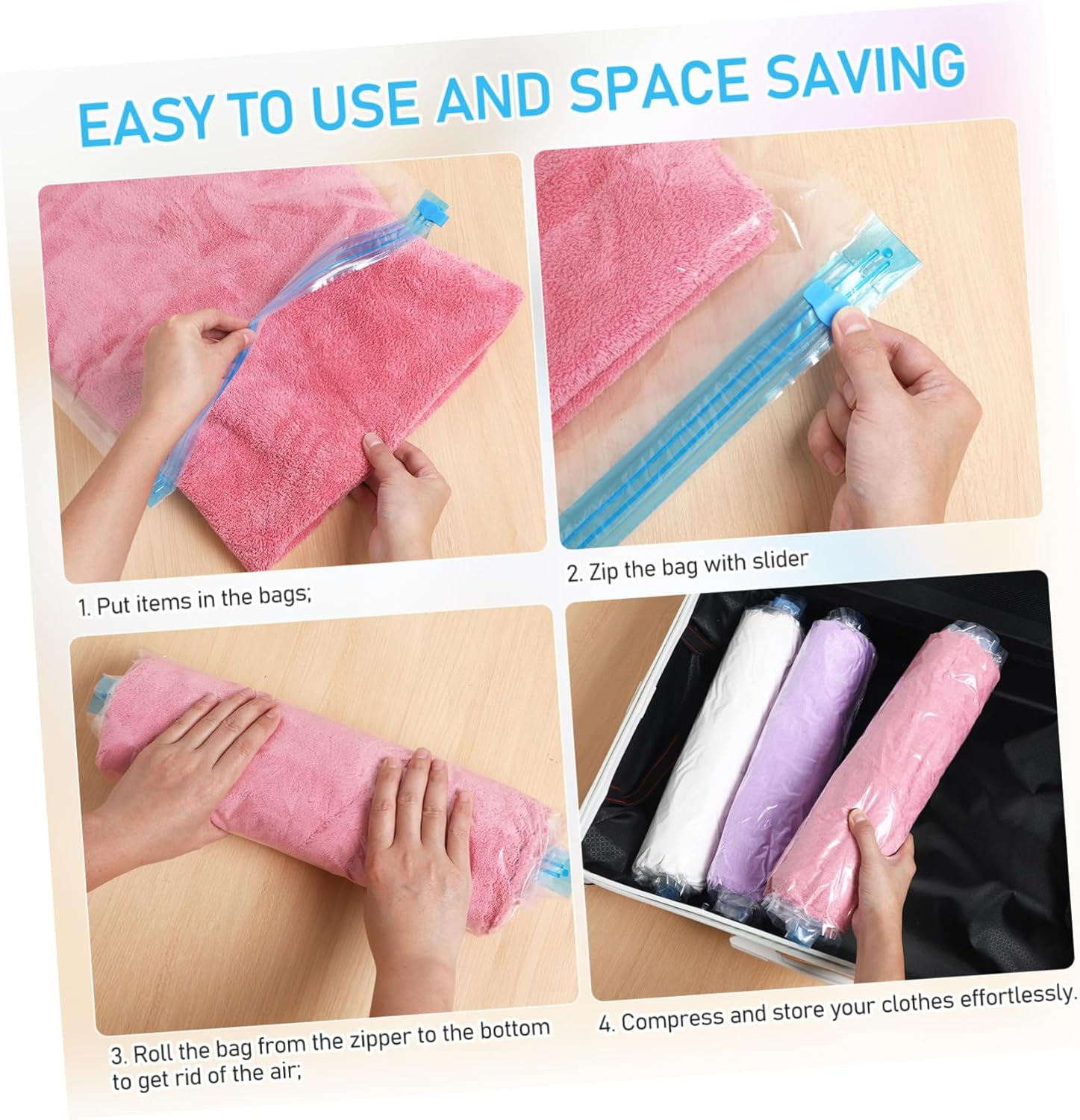 SOLUSTRE 12Pcs Vacuum Sealer Bags Compression Packing Travel Space Saver for Luggage for Business Travel image number 5
