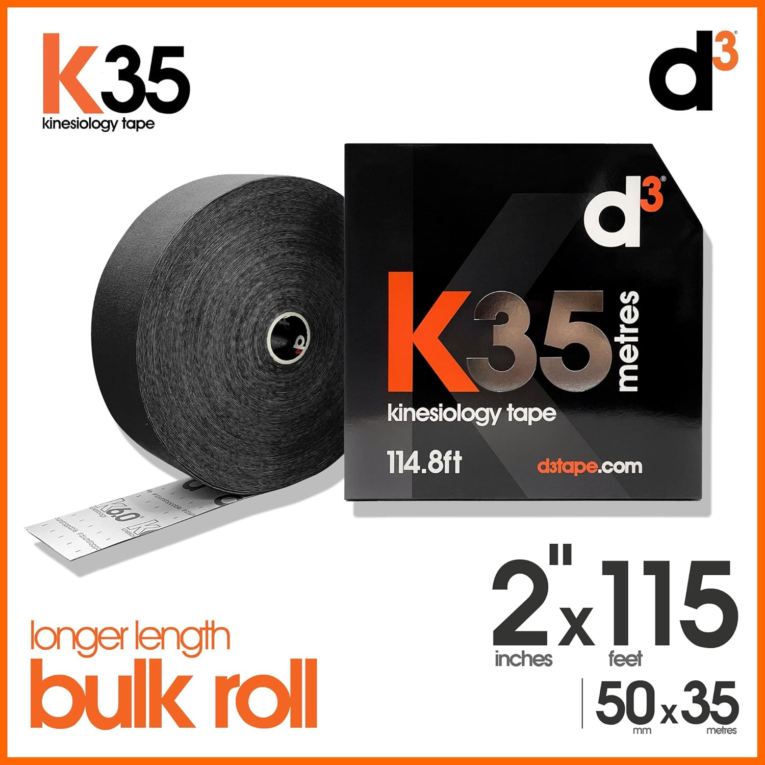 D3 K35 Extra Long Kinesiology Tape Roll 50Mm X 35M Latex-Free Hypoallergenic Joint Muscle Sports Physio Medical Injury Support (Lime) image number 5