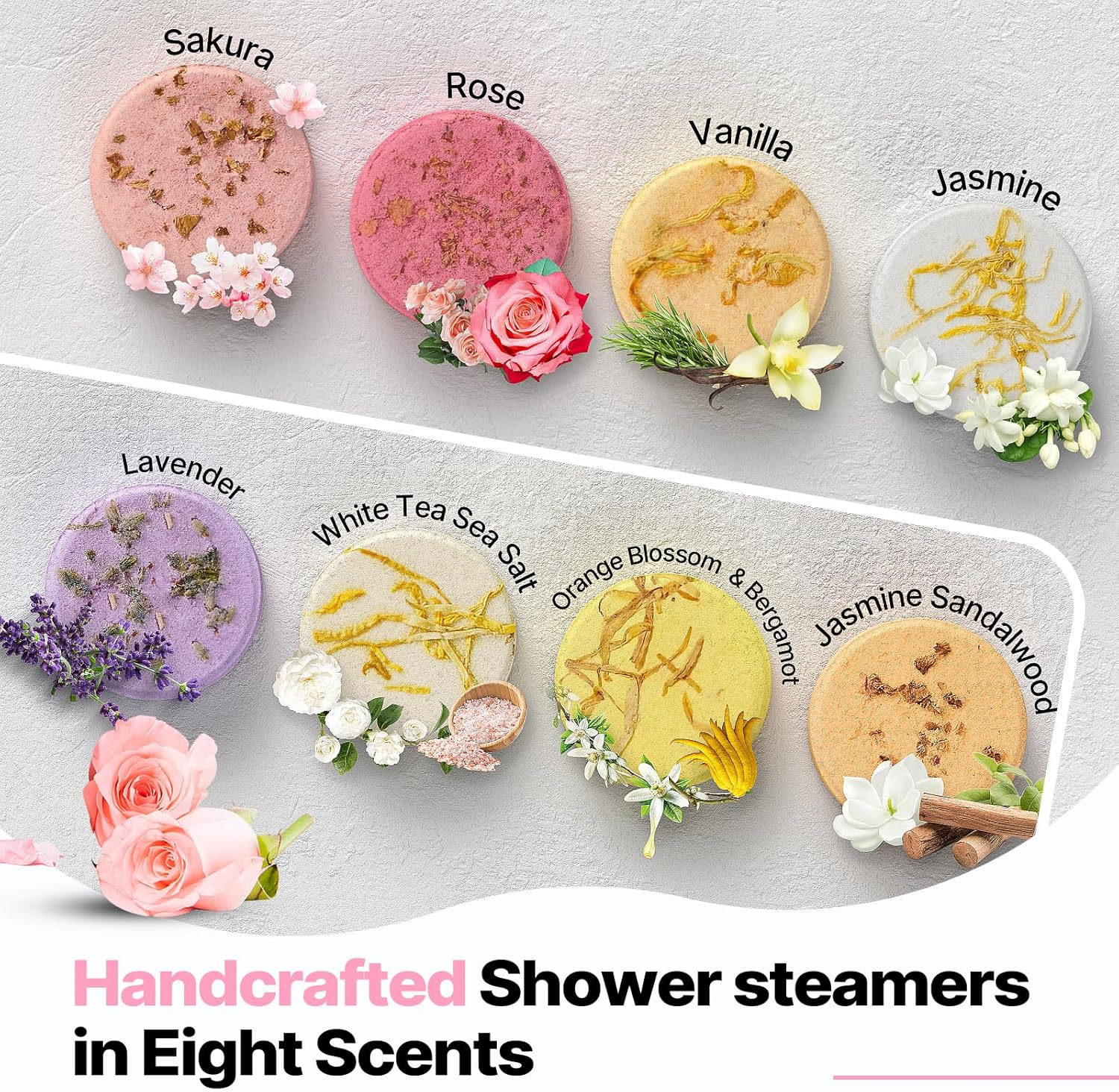 Shower Steamers Aromatherapy SWCANDY 8 Pack Gifts for Women Stocking Stuffers for Adults, Her, Mom, Men Natural Essential Oils Home Spa Self Care Stress Relief Relaxation Bath Bombs Christmas Flower image number 4