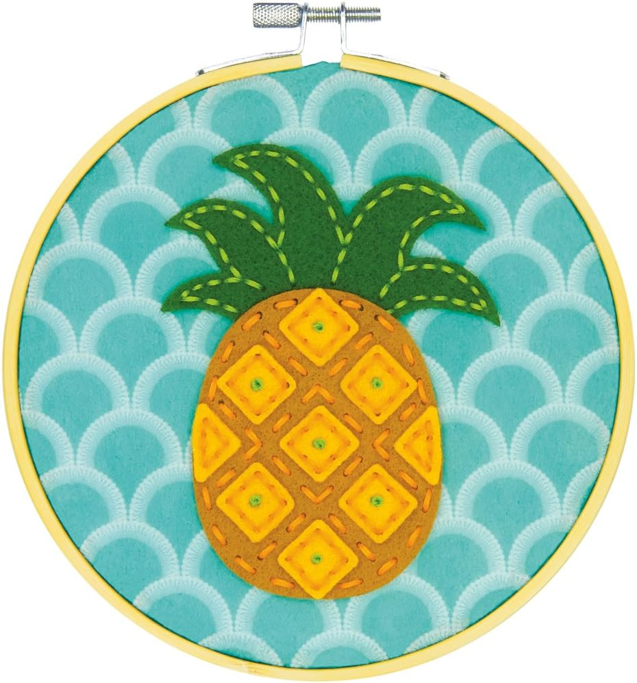 Dimensions Needle Craft Pineapple Wool Felt Applique Embroidery Craft Kit, 6'' - Fox image number 2
