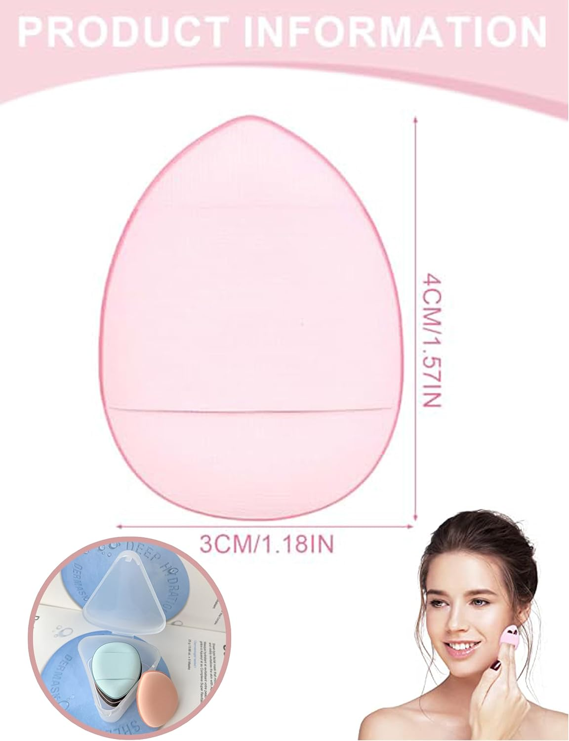 Mini Finger Powder Puff Triangle Puff with Case,Round Puff,Reusable Makeup Puff,Beauty Blender for Foundation Concealer Cosmetic Tool,Wet and Dry Powder Puff - Black image number 4