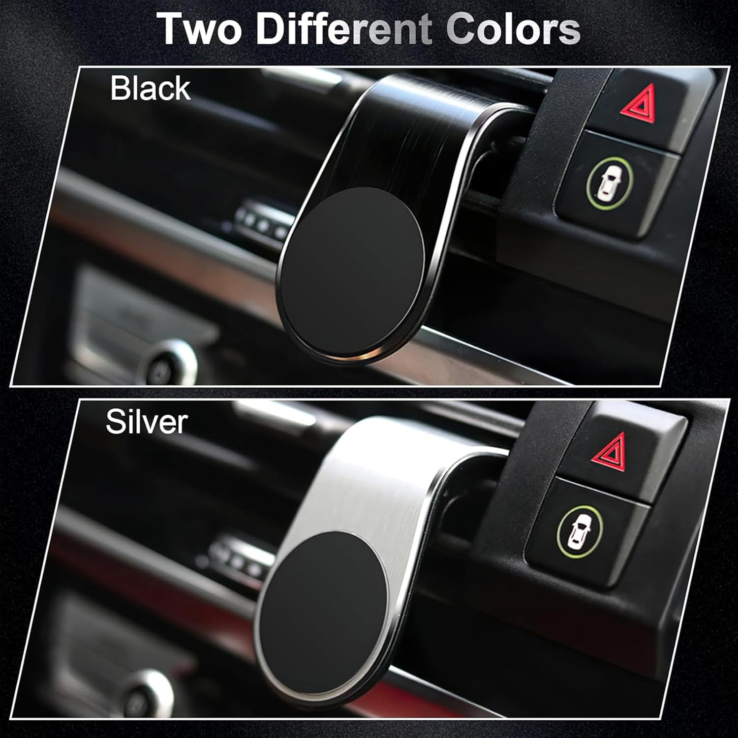 Super Strong Magnet Car Vent Phone Holder - 360&deg; Swivel L-Shape Mount for Any Mobile(Black) - Silver image number 3