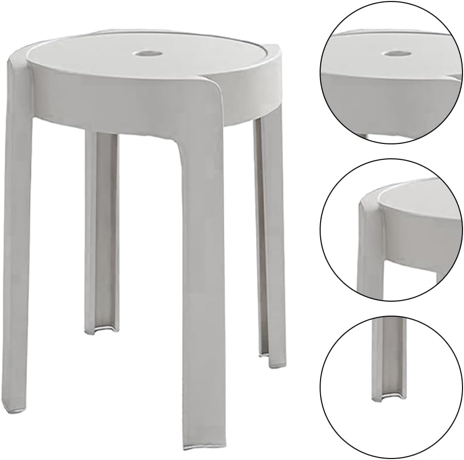 Set of 4 Plastic Stacking Stools, Whirl Design Modern Dining Chairsround Nesting Bar Stool with X-Shape Connection & Anti-Slip Foot Pads Home Kitchen Office,Dining Chair Support up to 150Kg (White) image number 5
