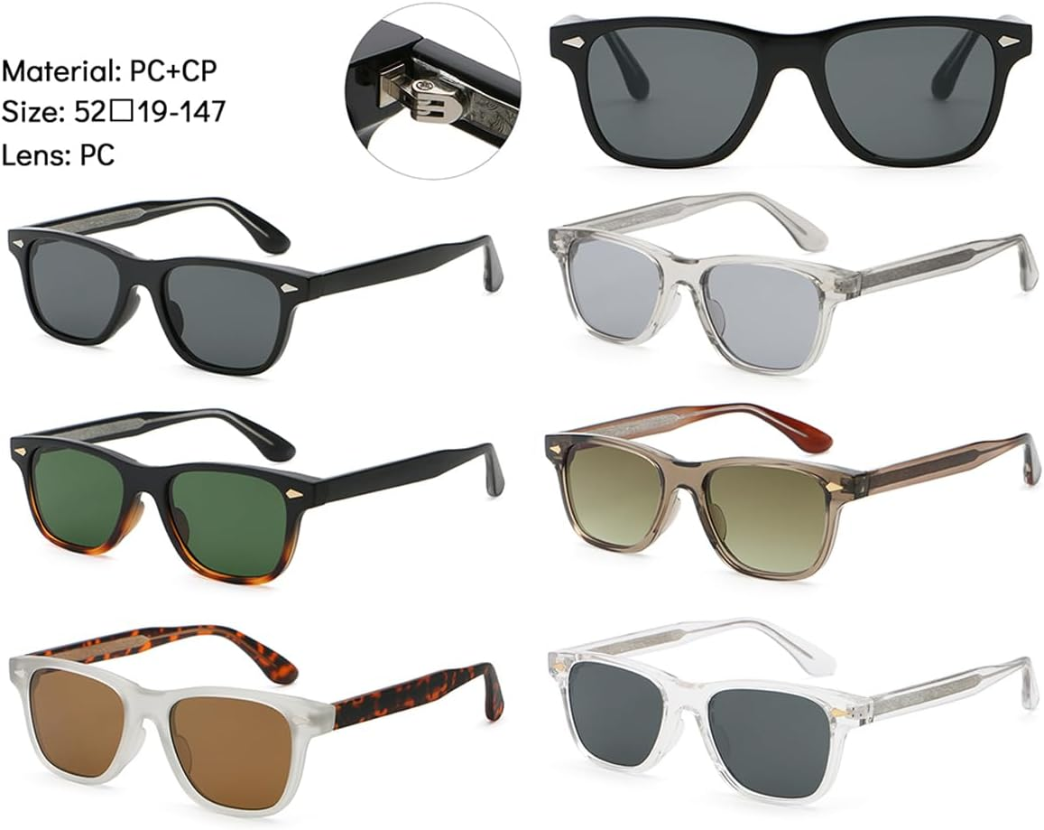 Square Sunglasses Men Women UV400 Eyewear Fashion Sunglasses CP Frame Glasses Acetate Temple - Brown image number 3