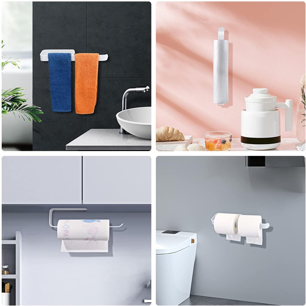 Towel Rail Wall Mounted, Self Adhesive Towel Rail, Aluminum Towel Rack for Bathroom, Kitchen, Toilet, No Drilling Wall Towel Rack image number 2