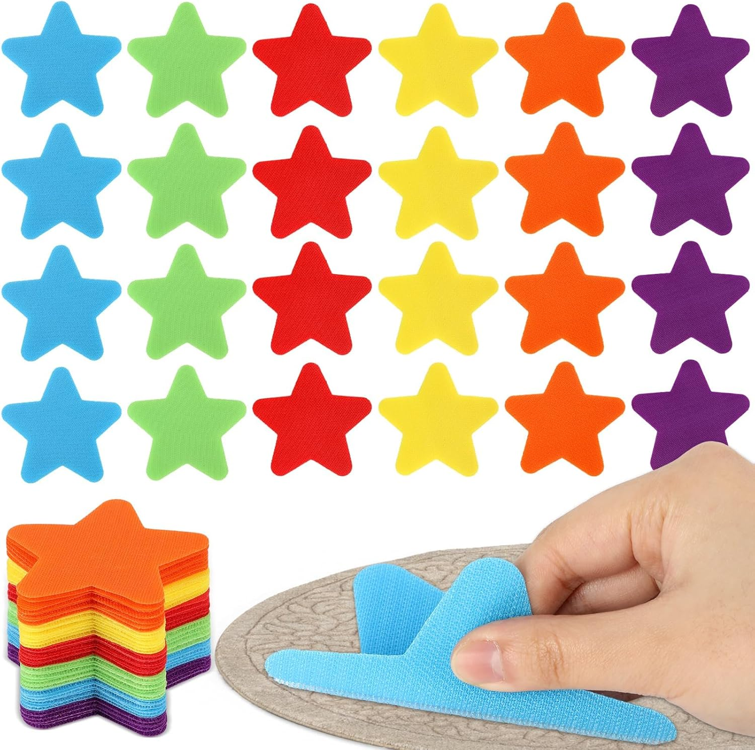 Azttior Pack of 24 Star Carpet Dots for Classroom, Floor Dots, Carpet Markers for Nursery, Non-Slip Floor Marking, Carpet Dots for Learning Office, Primary School, Teacher Supplies (6 Colours) image number 5