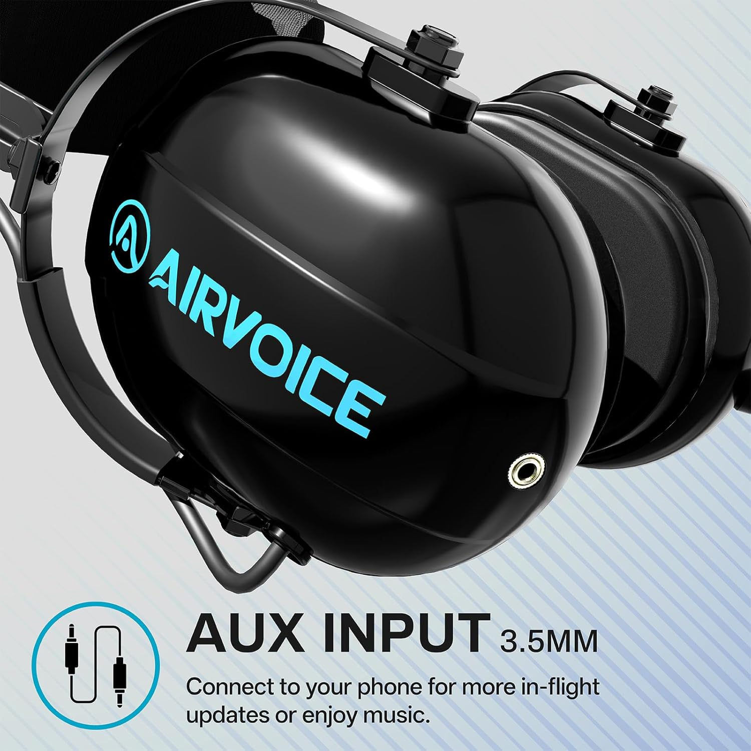 AIRVOICE Aviation Headset for Pilots with Passive Noise Cancellation, PNR Aviation Headset with Comfortable Earpads and Flexible Microphone, Aviation Headset with Carrying Case image number 3