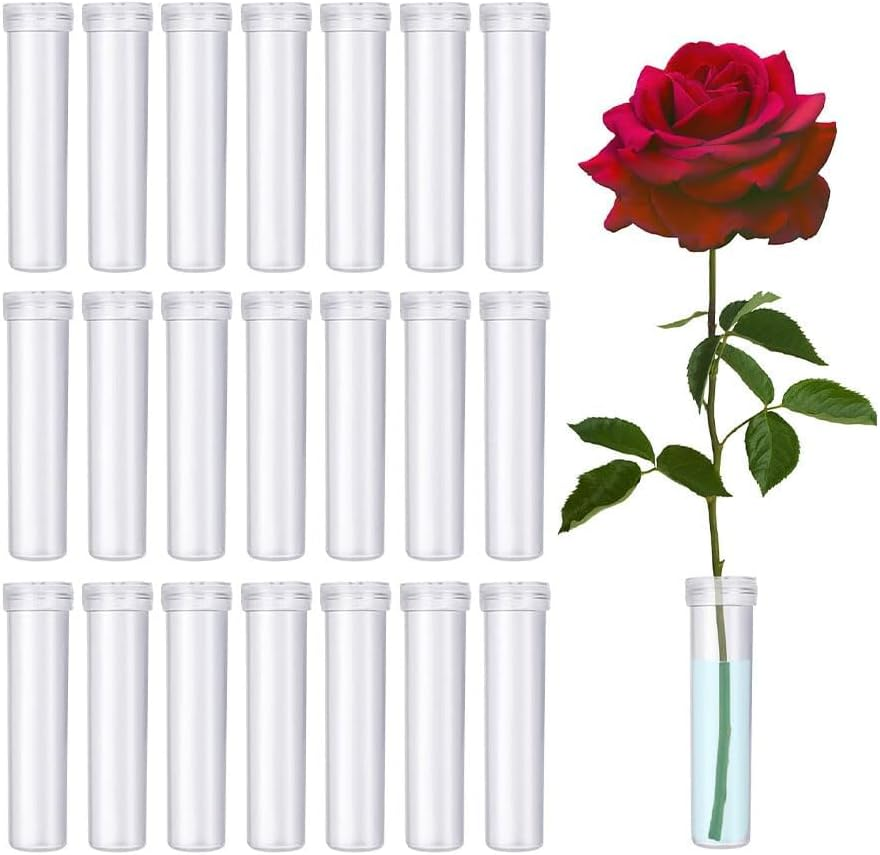 100 Pack Floral Water Tubes,Plastic Water Tubes for Floral Flower Vials for Single Stem Roses,Buds,Bouquets &ndash; Standard Style,(Transparent) image number 2