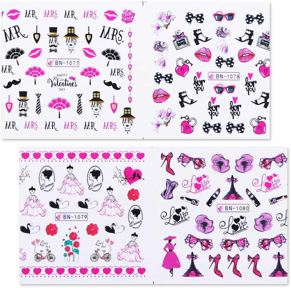 12 Designs Nail Stickers Valentine'S Day Manicure Decoration Nail Art Decals 16.5X25.5Cm Zhengpingpai