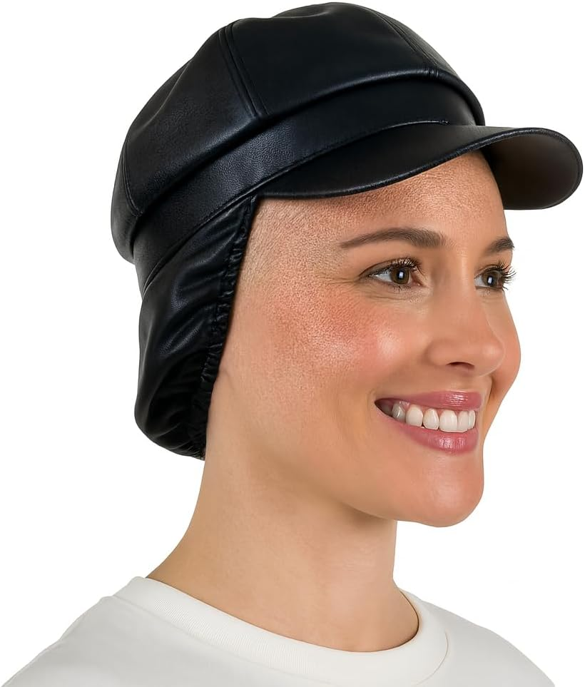 Never-Before-Manufactured PU Cap for Women and Men Protects Hairstyle in Rain Humidity Drizzle Sun Snow Water-Resistant Hat Also Hijab Head Cover - Brown, Large image number 4