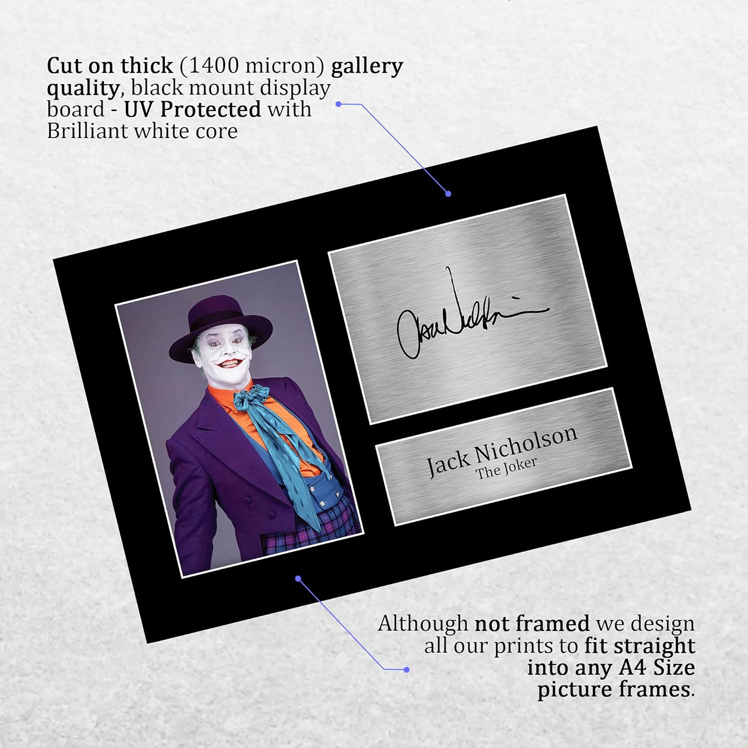 HWC Trading Jack Nicholson Gift Signed A4 Printed Autograph the Joker Batman Gifts Print Photo Picture Display