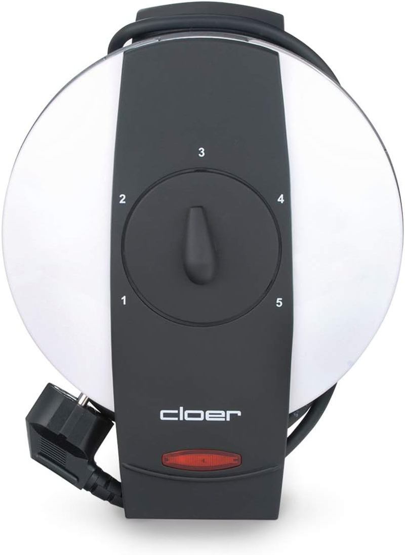 Cloer 261 Cuirrel Iron for Wafer-Thin, Crispy Squirrels, 800 W, Horn Size 14.5 Cm Diameter, with Non-Stick Coating, Continuously Selectable Browning Level with Rotary Control, White, Metal, &Uacute;nico image number 2