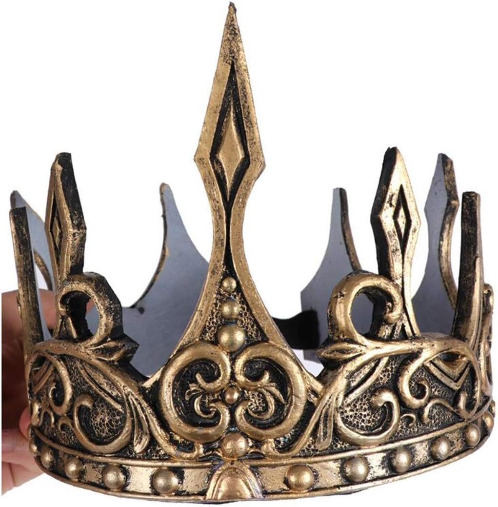 King Crown Props，Medieval Royal Crown Costume Accessories, Birthday Party Holiday Decoration Props Ancient Silver，Ancient Gold image number 4