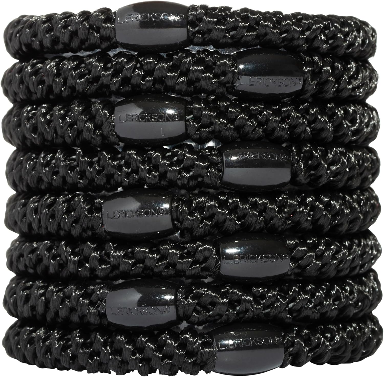 L. Erickson Grab & Go Ponytail Holders, Black, Set of Eight - Exceptionally Secure with Gentle Hold image number 6