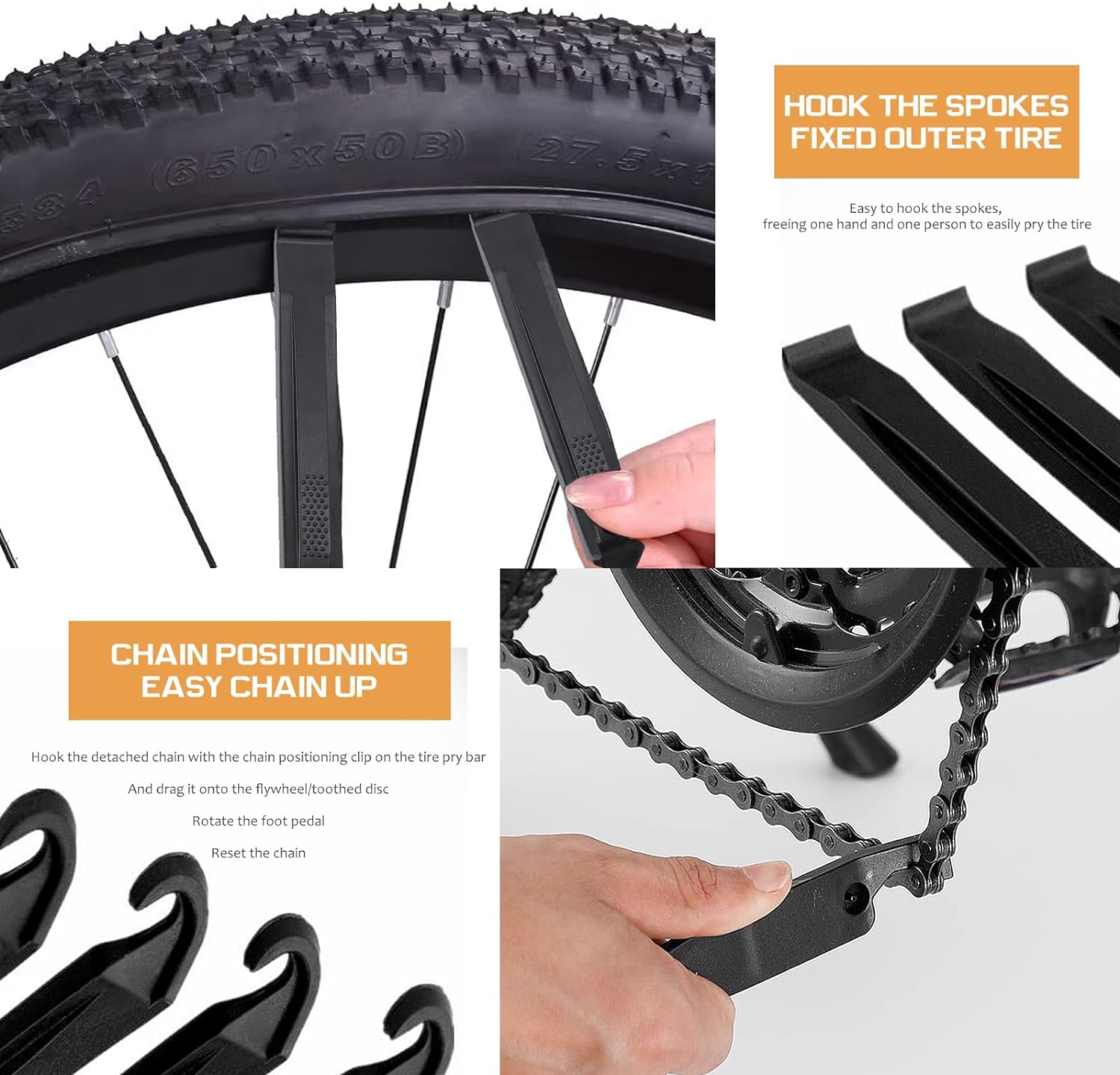 Powerful 5 Pack Bike Tire Levers Bicycle Tire Lever with Cycling Repair Tool Spoon Tire Bead Jack for Install Wire Bead, Bike Tires