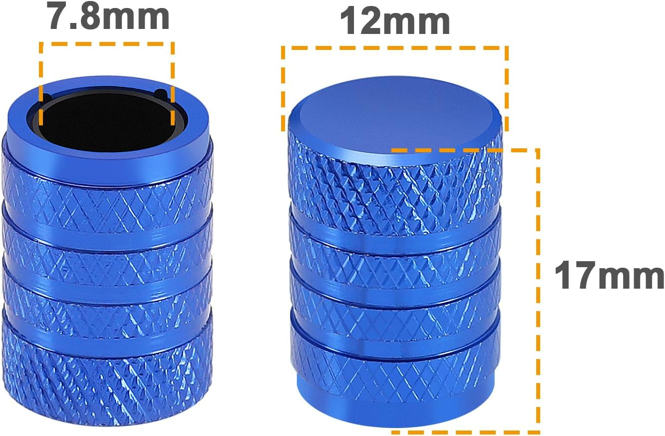 Ecsing 8PCS Tire Valve Stem Caps for Schrader Valves Aluminum Alloy Screw-On Easy Grip Dust-Proof Valve Cover for Car Motorcycle Bicycle Electric Vehicle Blue image number 3