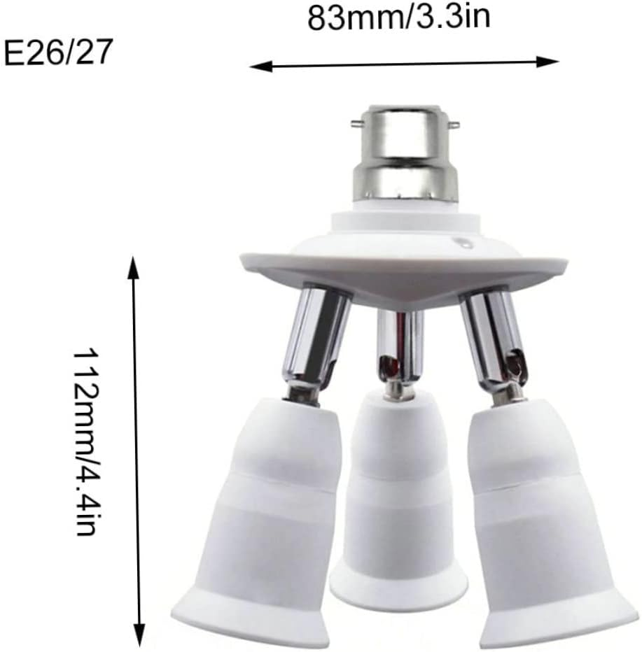 Light Socket, Splitter 3 in 1 360 Degree Adjustable 180 Degree Bendable B22 to E27 E26 Bulbs Socket Holder Lamp Bases image number 1