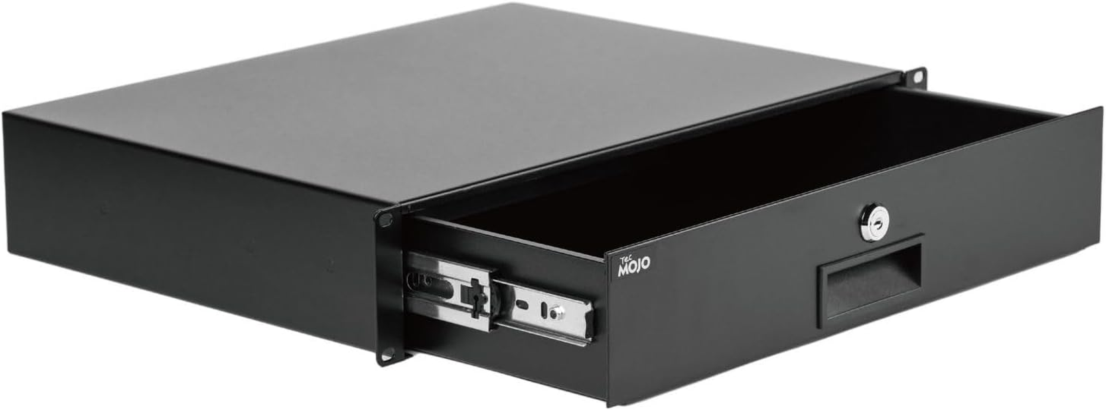Tecmojo 2RU Rack Drawer, Sliding and Lockable Rack Mount Drawer for 19 Inches Network Equipment/Server/Av Rack or Cabinets Enclosure, Load-Bearing 10Kg, with Cable Management Holes, Black image number 2