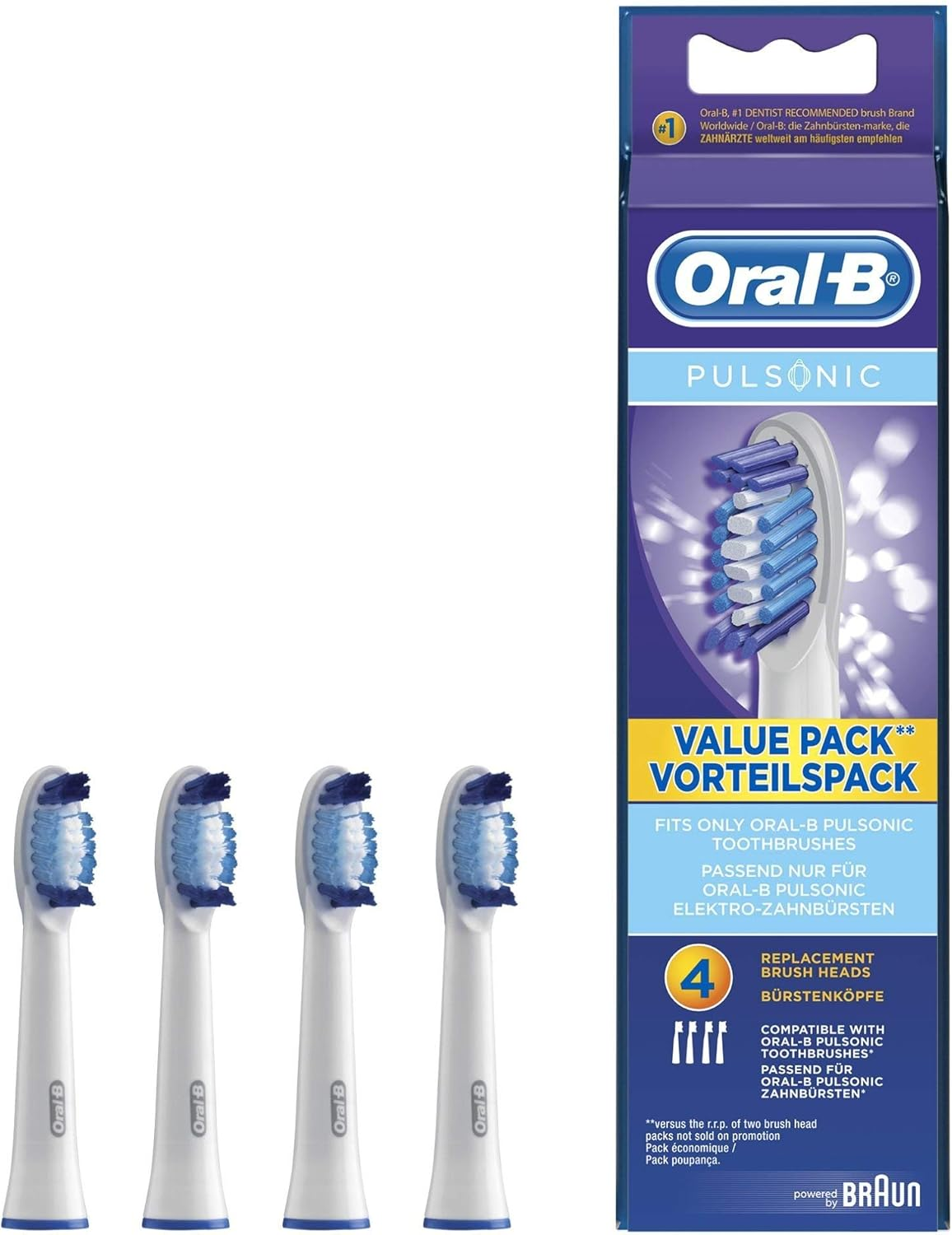 Braun Oral-B SR32-4 Pulsonic Value Pack Replacement Brush Heads 1Pack