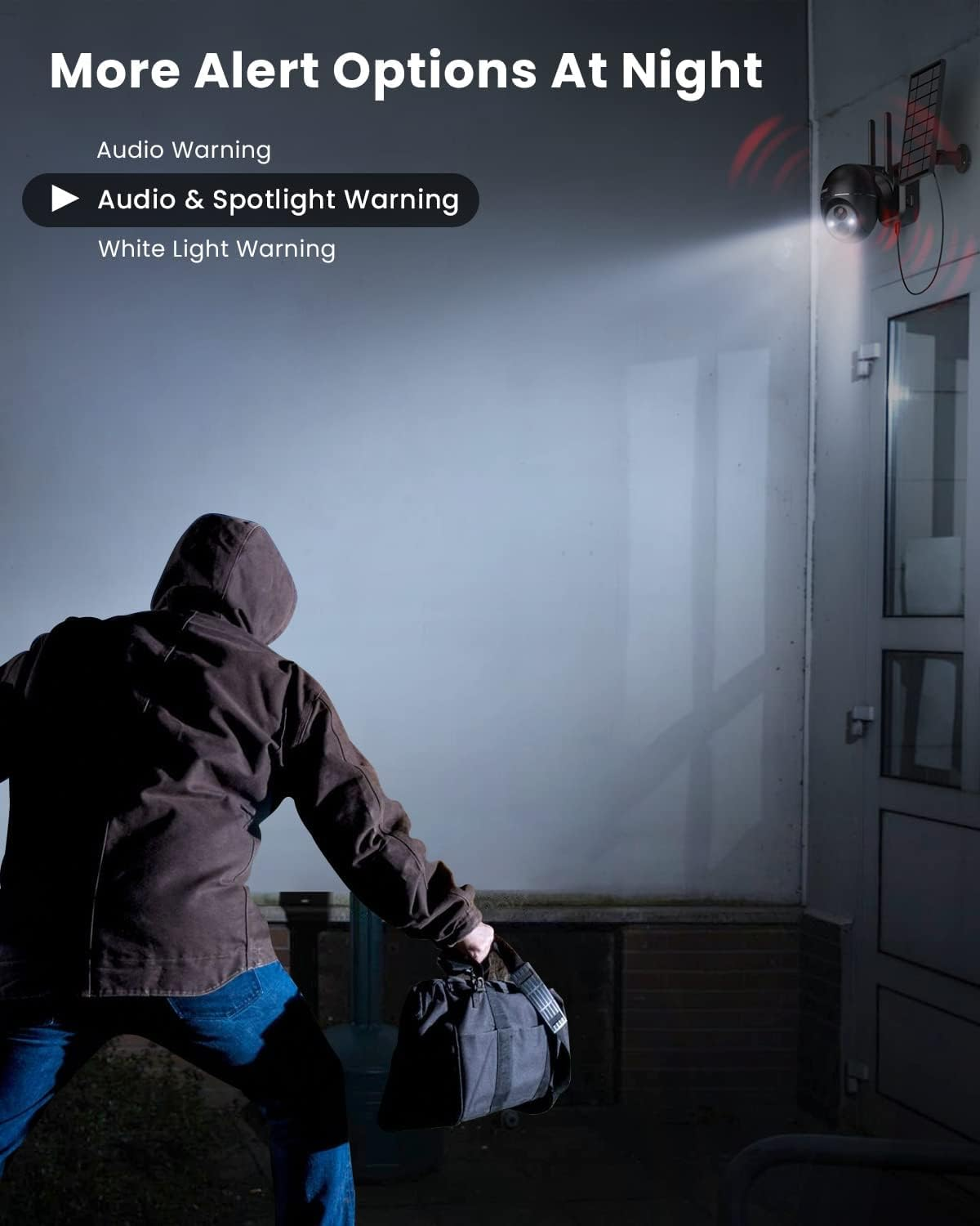 Iegeek 2K Security Camera Wireless Outdoor, Solar Dome Camera PTZ 360&deg; with Spotlight and Siren, 2.4Ghz Wifi Cameras, Color Night Vision, Compatible with Alexa, PIR, 2-Way Talk, IP65, Black