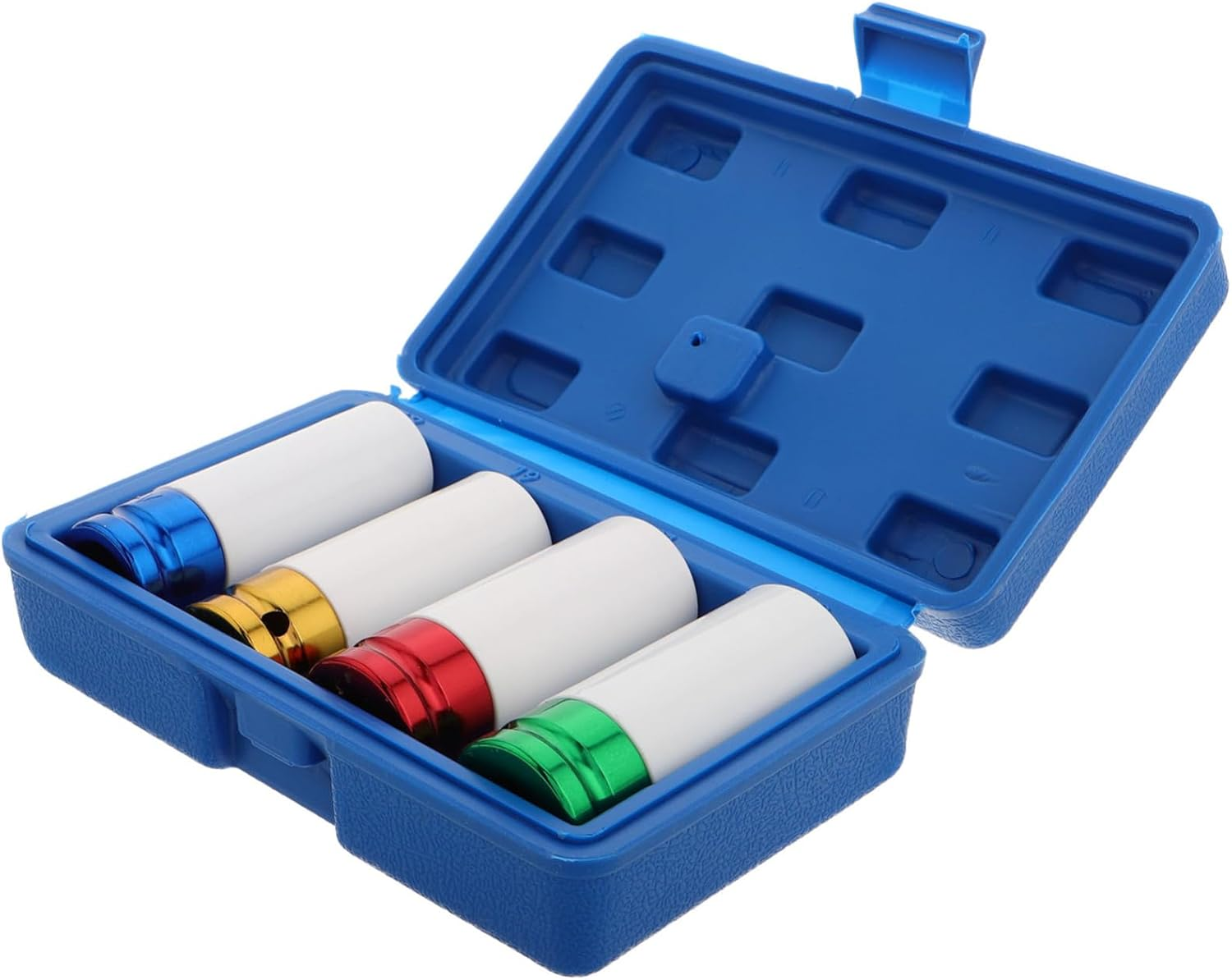 DINHEAROM 4Pcs Wheel Socket Set Color-Coded Lug Nut Impact Tool Deep Non-Marring Design for Tire Compact Storage Box for Easy Organization High Torque Performance for Automotive Repairs image number 3