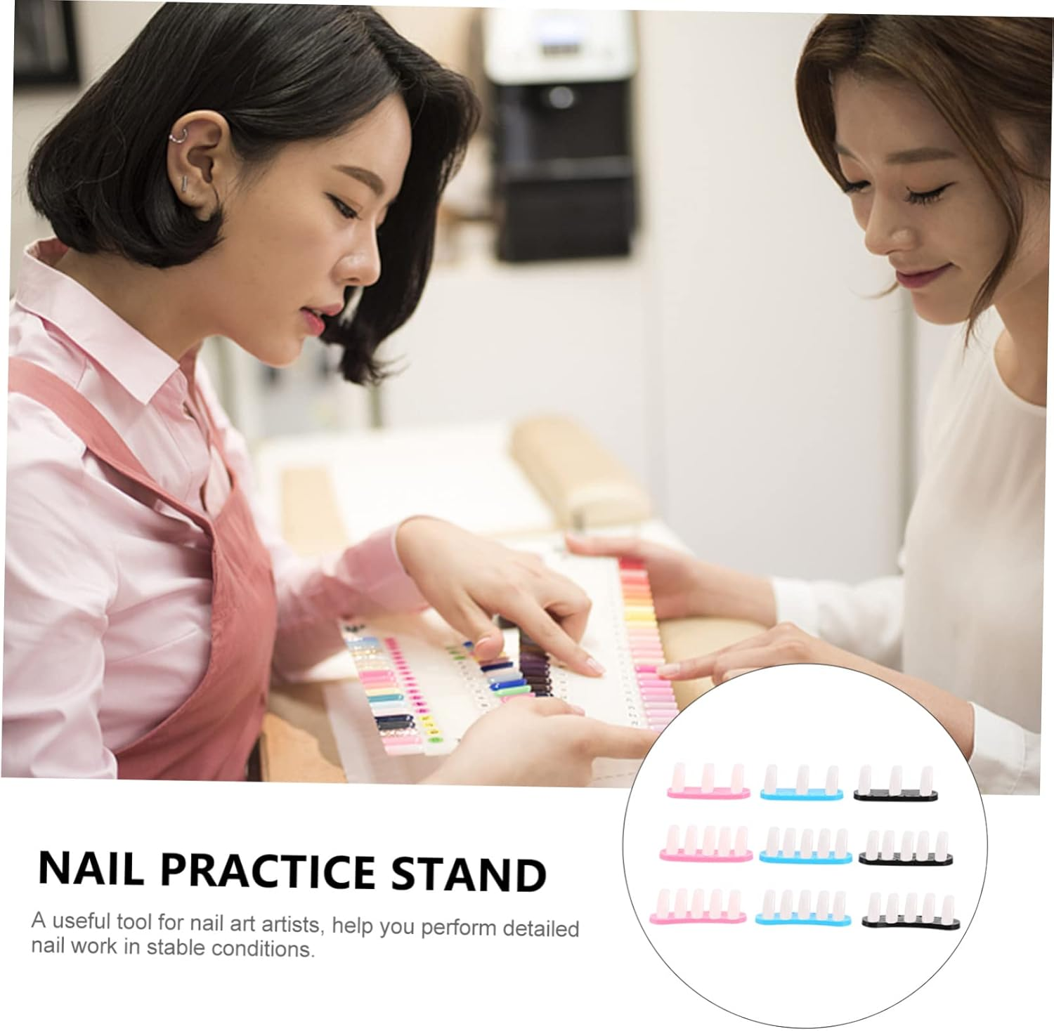 WOONEKY 9Pcs Nail Art Practice Holder Nail Tip Holder Display Rack Manicure Stand image number 6