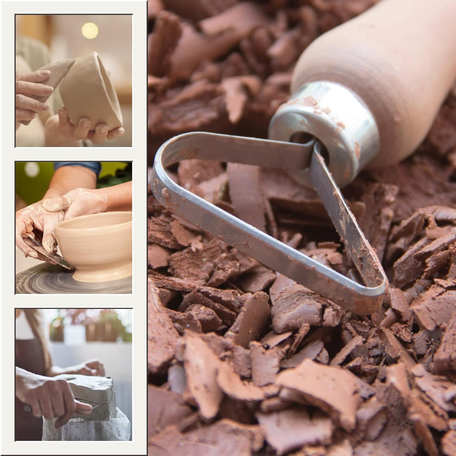 Pottery Tool Kit，Clay Sculpting Tools,43 Pcs Double Sided Pottery Wheel Tools for Adults，Pottery Carving Tools，Pottery Kiln Tools at Home，Ceramics Tools Set with Carrying Case Bag and Apron image number 5