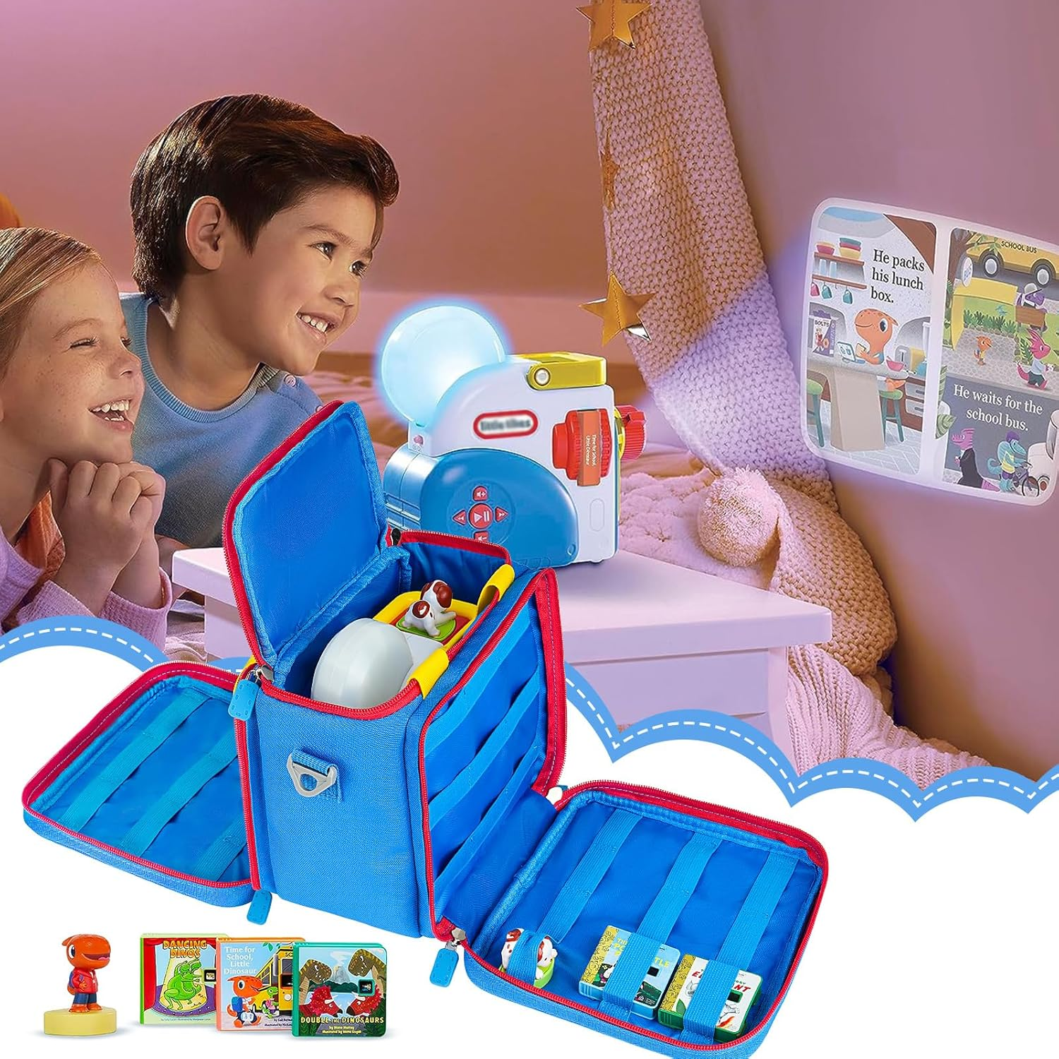 ZIOZERTT Carrying Case Compatible with Little Tikes Story Dream Machine Books Starter Set,Portable Storage Bag for Story Books and Character with Handle and Shoulder Strap,Case Only image number 2