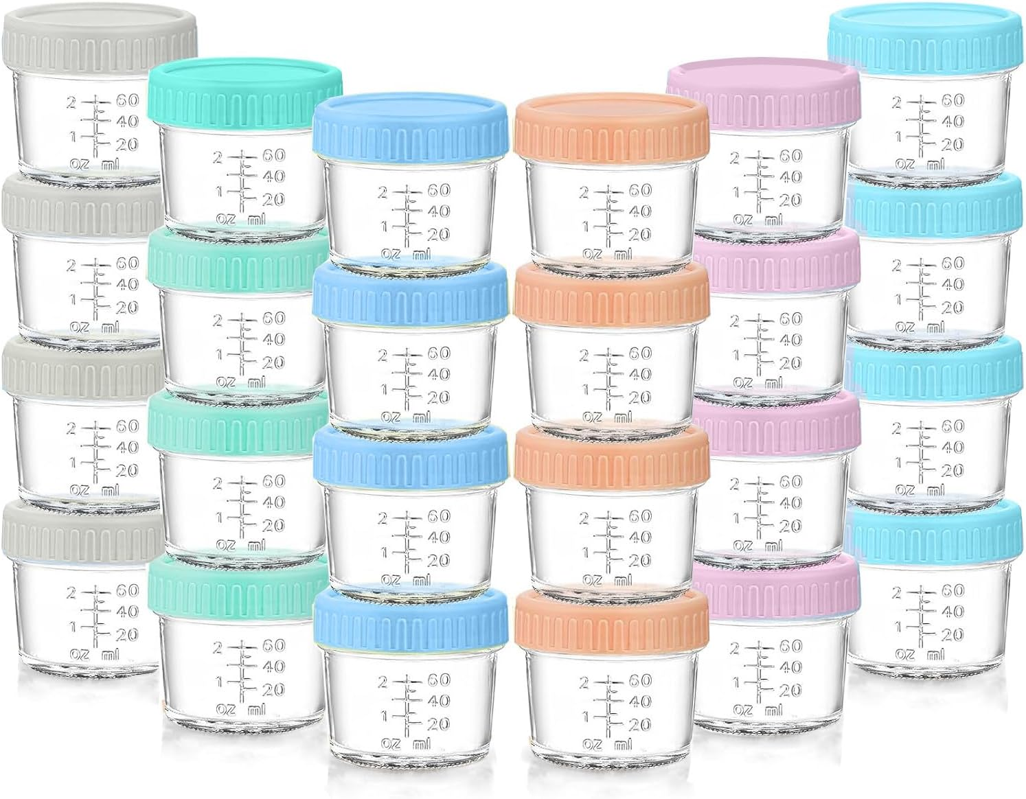 24 Pack Glass Baby Food Storage Containers 120Ml Baby Food Jars with Airtight Lids Small Meal Prep Jar for Vegetable Purees Fruit Baby Food Maker Microwave Dishwasher Freezer Safe Leak-Proof image number 4