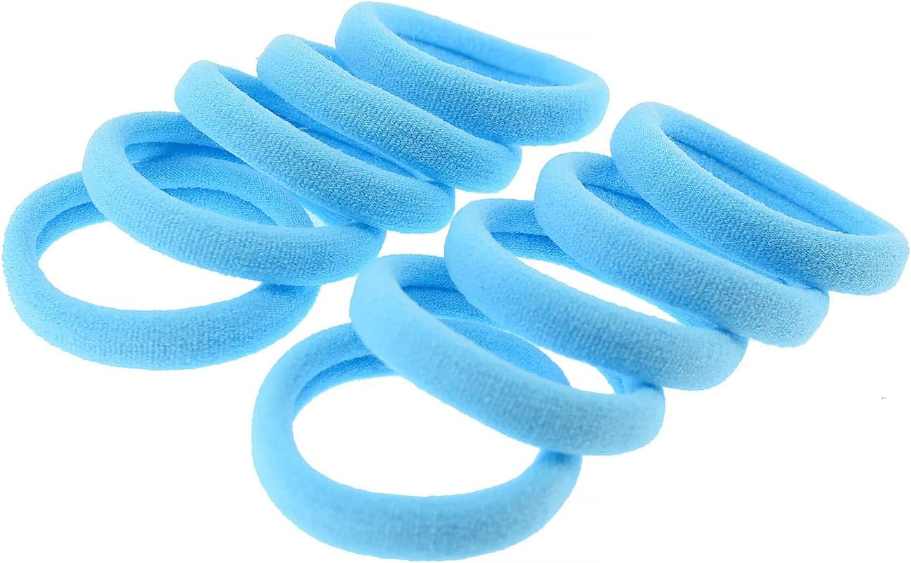 100 Pack Seamless Hair Ties for Women Girls Ponytail Holders for Thick Hair (Light Blue)