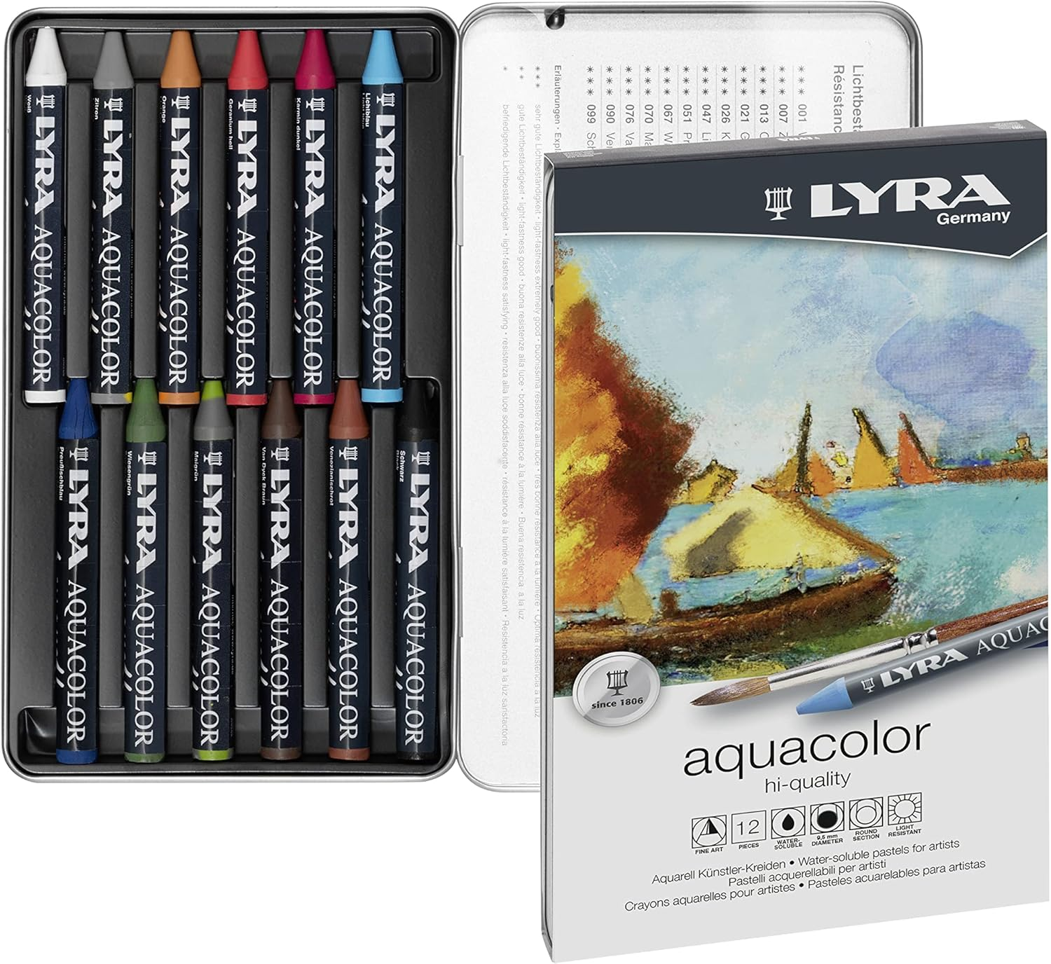 Lyra Aquacolor Wax Crayons Marker (12-Pieces Set)