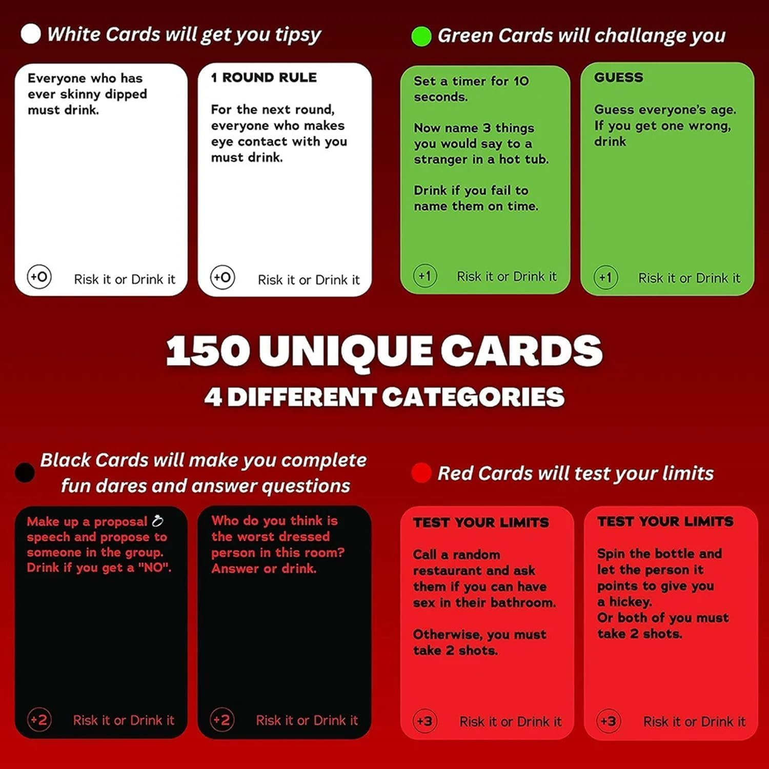 Drinking Games, Games for Adults | Risk It or Drink It | Fun Drinking Card Game Dares, Decisions, and Drinks Interactive Challenges Great for Games Nights, Parties, Hen & Stag Nights, Students & More image number 3