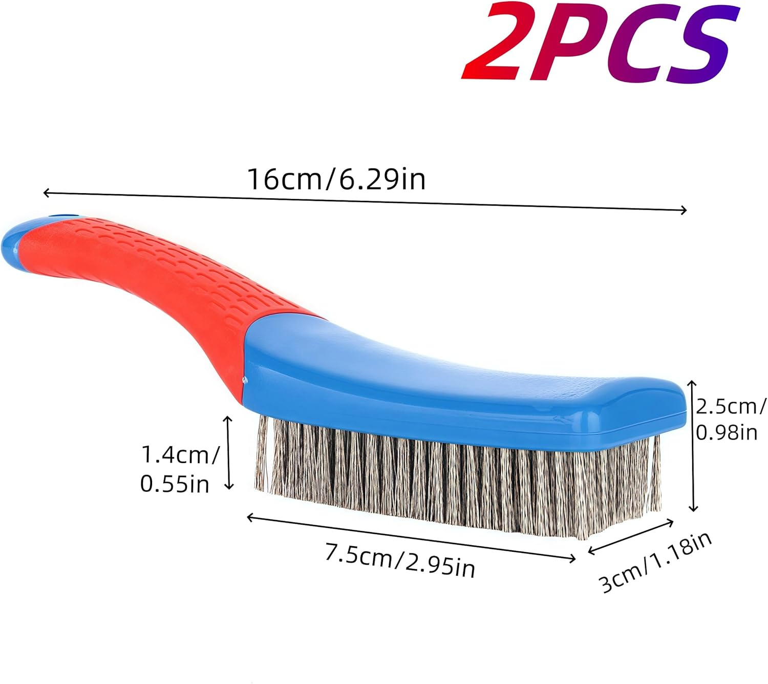 2 Pcs Wire Brush, 3 X 16 Cm Steel Wire Metal Brushes,Hard Bristle Cleaning Brush,Heavy Duty Bristles,For Rust, Paint, Grease Removal Grill Cleaning image number 2